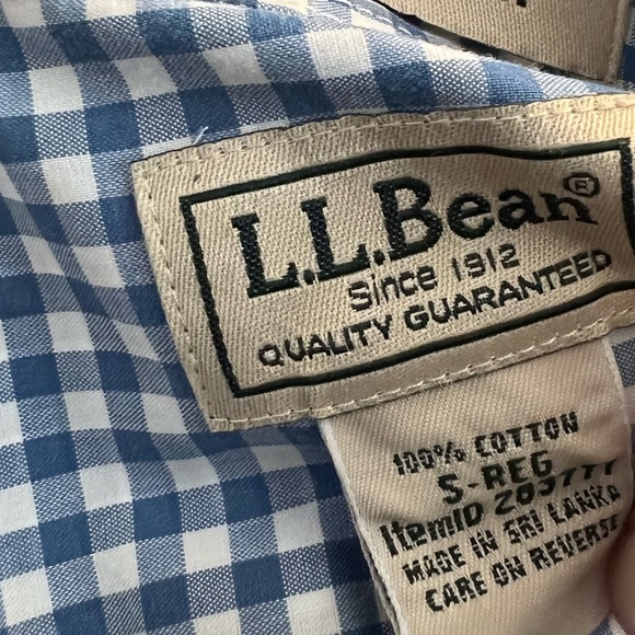 LL Bean Blue Checked Button down - Picture 3 of 3